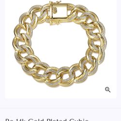 Ra 14k Gold Plated Cubic Zirconia Chain Bracelet