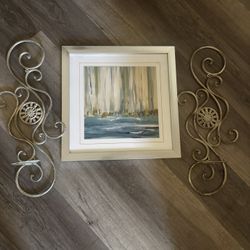 silver blue wall art
