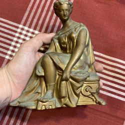 Victorian Greek Goddess Spelter Sculpture Mantel Clock Topper  