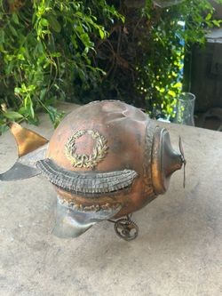 Up, up, and away; Vintage Handmade Copper Steampunk Airship: