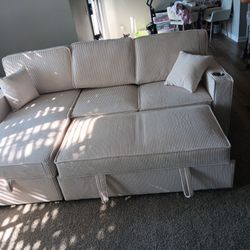 2pcs Sectional sofa w/storage chaise,pulloutbed,cupholders & Usb connection