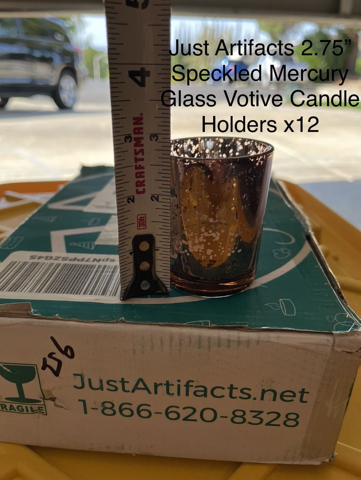 Glass Votive Candle Holder x 12 with tea light candles- Wedding Decor