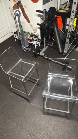Modern Clear Acrylic Bar Stools – Set of 2 | Chrome Legs | Amazing Condition