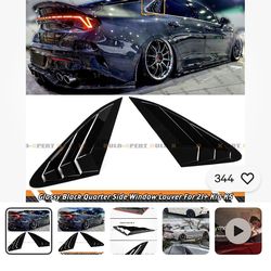 For 21-25 Kia K5 LX LXS GT Gloss Black 1/4 Quarter Panel Rear Side Window Louver