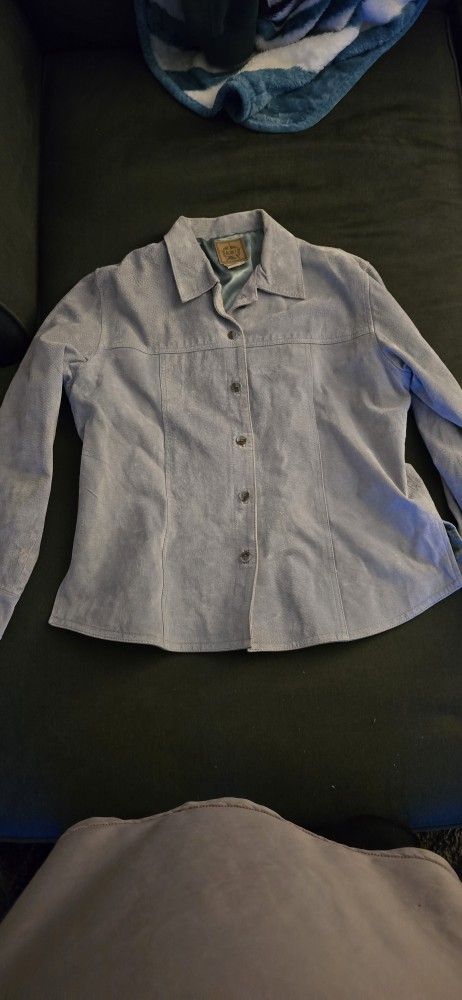 AMI Blue Vintage 100% Leather Women's Jacket