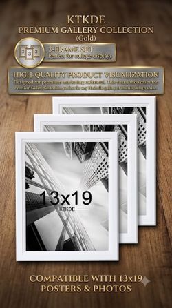 White Wood Picture Frames, Set of 3 (13x19)