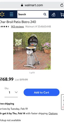 New Char-Broil Patio Bistro 240 electric grill bbq