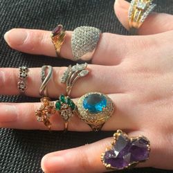 Assortment Of Beautiful Rings. Some Costume Some Sterling A Few Gold Plated