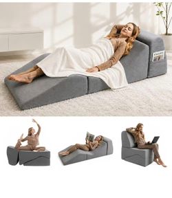 Yoga Chaise Lounge Chair Indoor, 3-in-1 Convertible Boneless Couch Bed
Corduroy Floor Sofa with Memory Foam, Zero Gravity Curved Design, No Assembly R