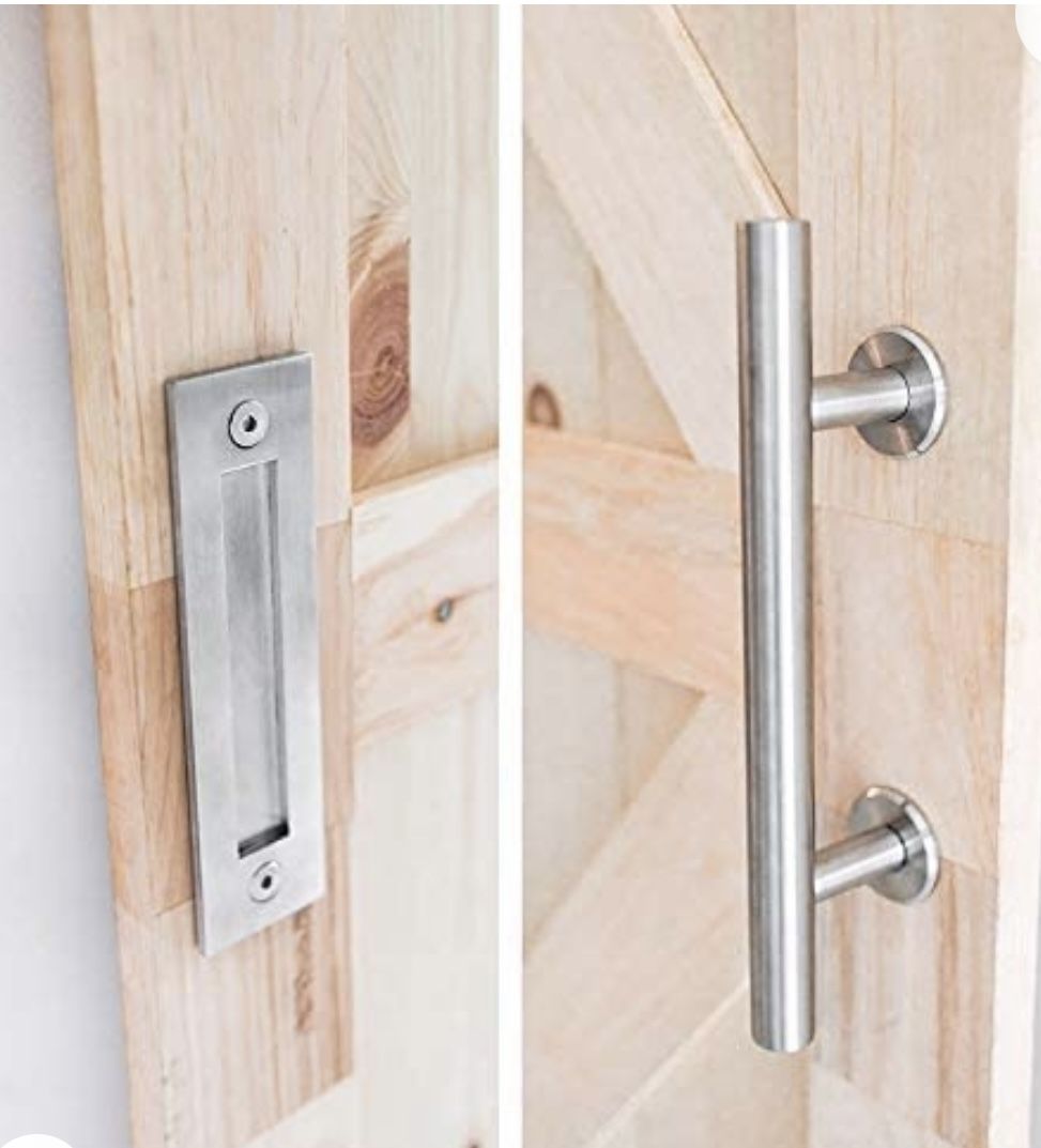 Barn Door Handle Silver 12" Two-Sided Set *New In Box*