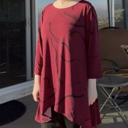 Burgundy Snake Tunic Top