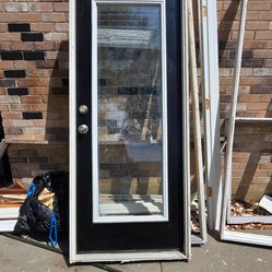32x80 back door metal full lite with external blinds. Framed Ready To Install  .