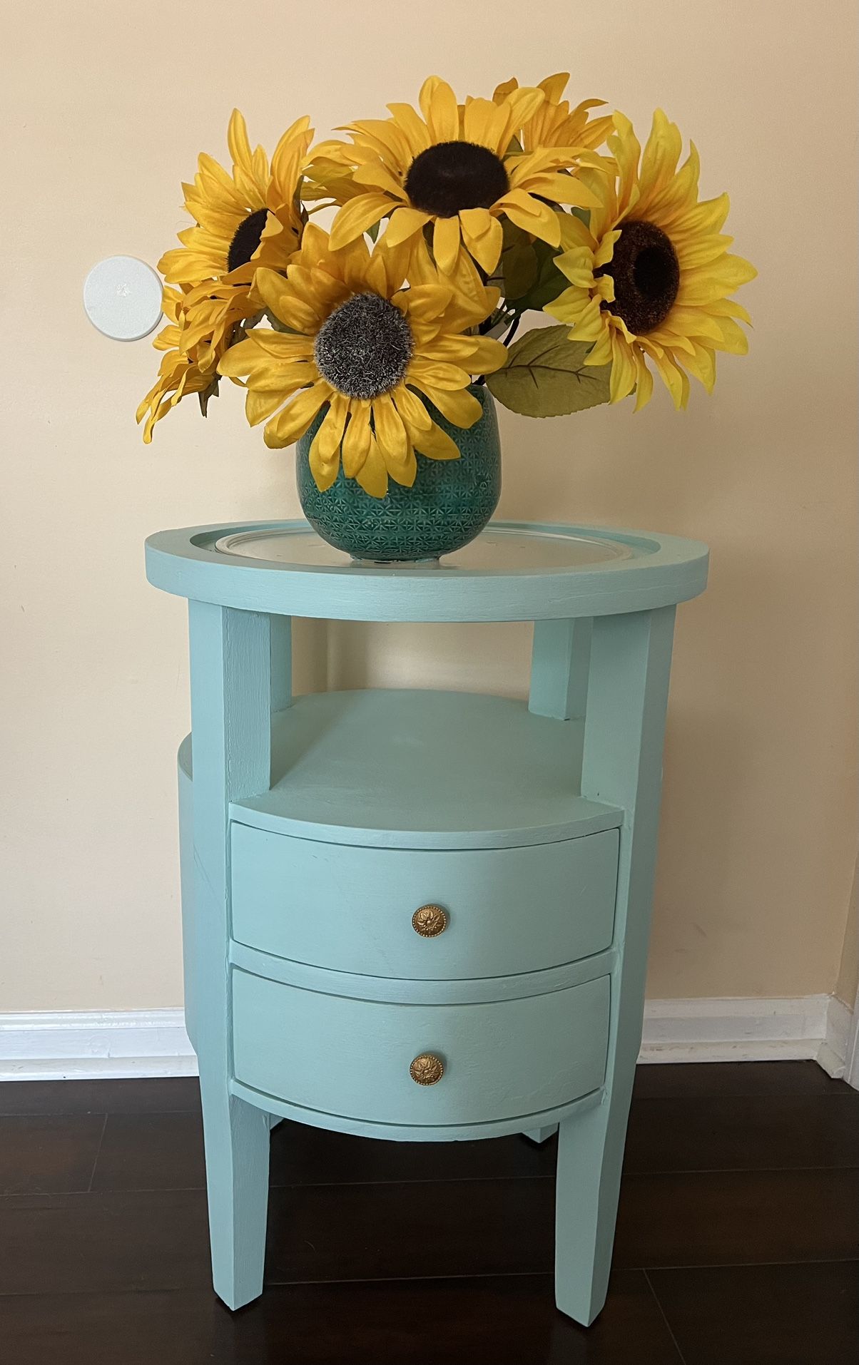 Table With Glass Top - Two Drawers