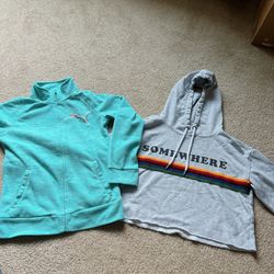 Puma Girls Sweatshirt Size 16 AND Garage sweatshirt Hoodie Size Medium Fleece 