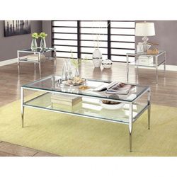 Brand New Chrome 3pc Coffee Table Set
