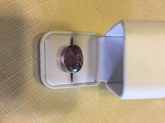 Amethyst feathered inclusion silver ring 6 1/2