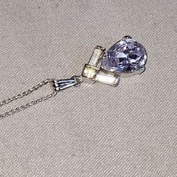 Vintage 60's Angel Crown Trifari  Faux Amethyst Pendant Vintage 