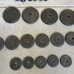 Collection Of “KR” Cast Iron Weight Plates & Spring Collars