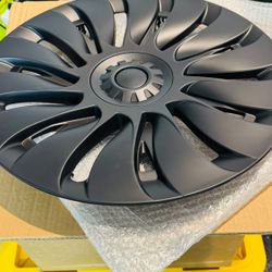 Tesla Model Y 19 Inch Black Wheel Covers With Logos