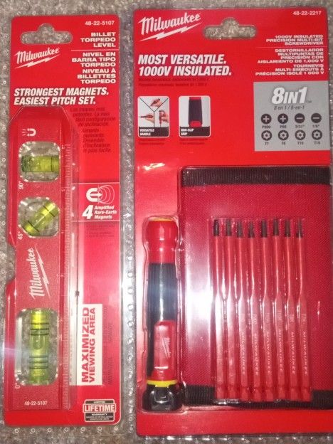 Billet Torpedo Level 7" & 8in1 1000v Insulated Precision Multi- Bit Screwdriver