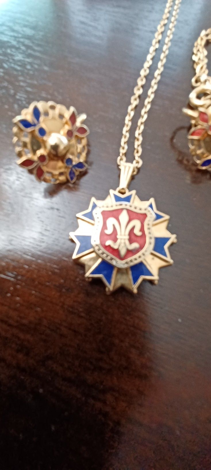Royal Fleur-de-lis Necklace and Clip-on Earrings 