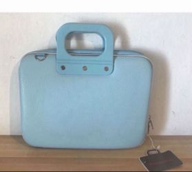 Brand New With Tag Bombata Firenze Vegan Leather Baby Blue 13" iPad Tablet Case Bag With Shoulder Strap