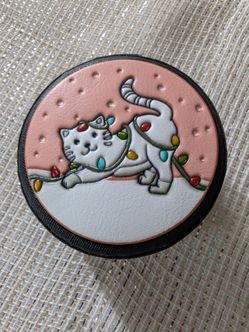 Purrs and Whiskers Christmas Cat Travel Jewelry Box, Round Zippered Case