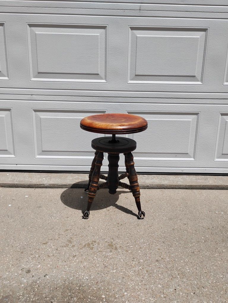 Late 19th Century Mahogany Claw-foot Piano Stool