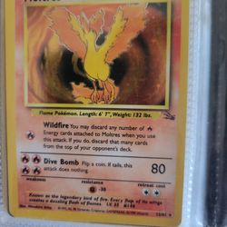 Pokemon Fossil Holographic Rare Moltres Card