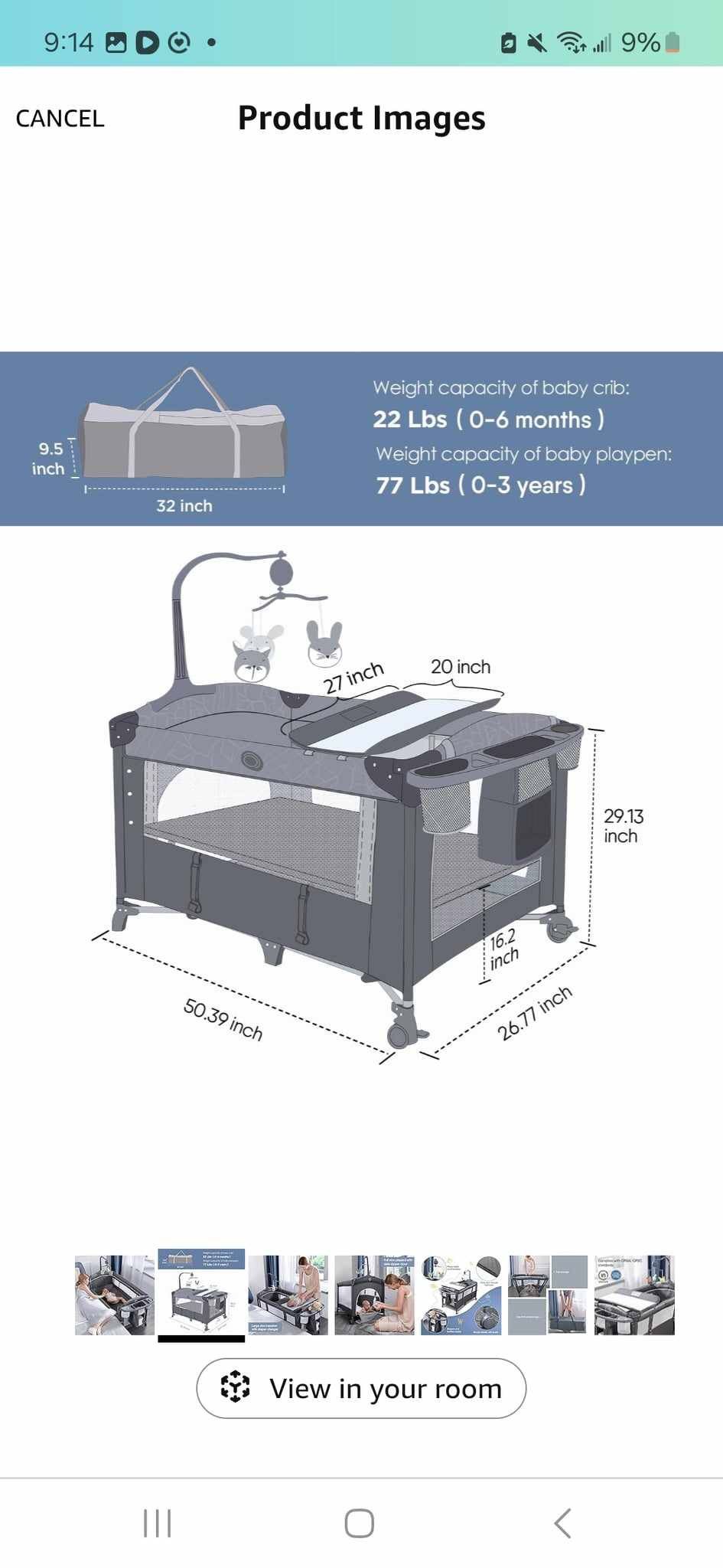 Baby Bedside Bassinet/crib With Playpen