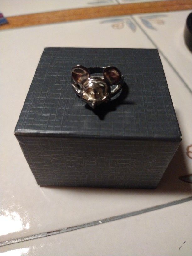 Vtg Sterling Silver MICKEY MOUSE face Ring