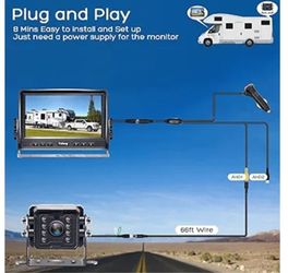 Yakry RV Backup Camera Plug and Play - No Delays 7 Inch HD 1080P Rear View Camera