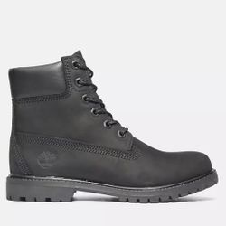 Timberland Women's Black Waterproof Boots Nubuck 6” Premium (TB08658A) Size 6.5