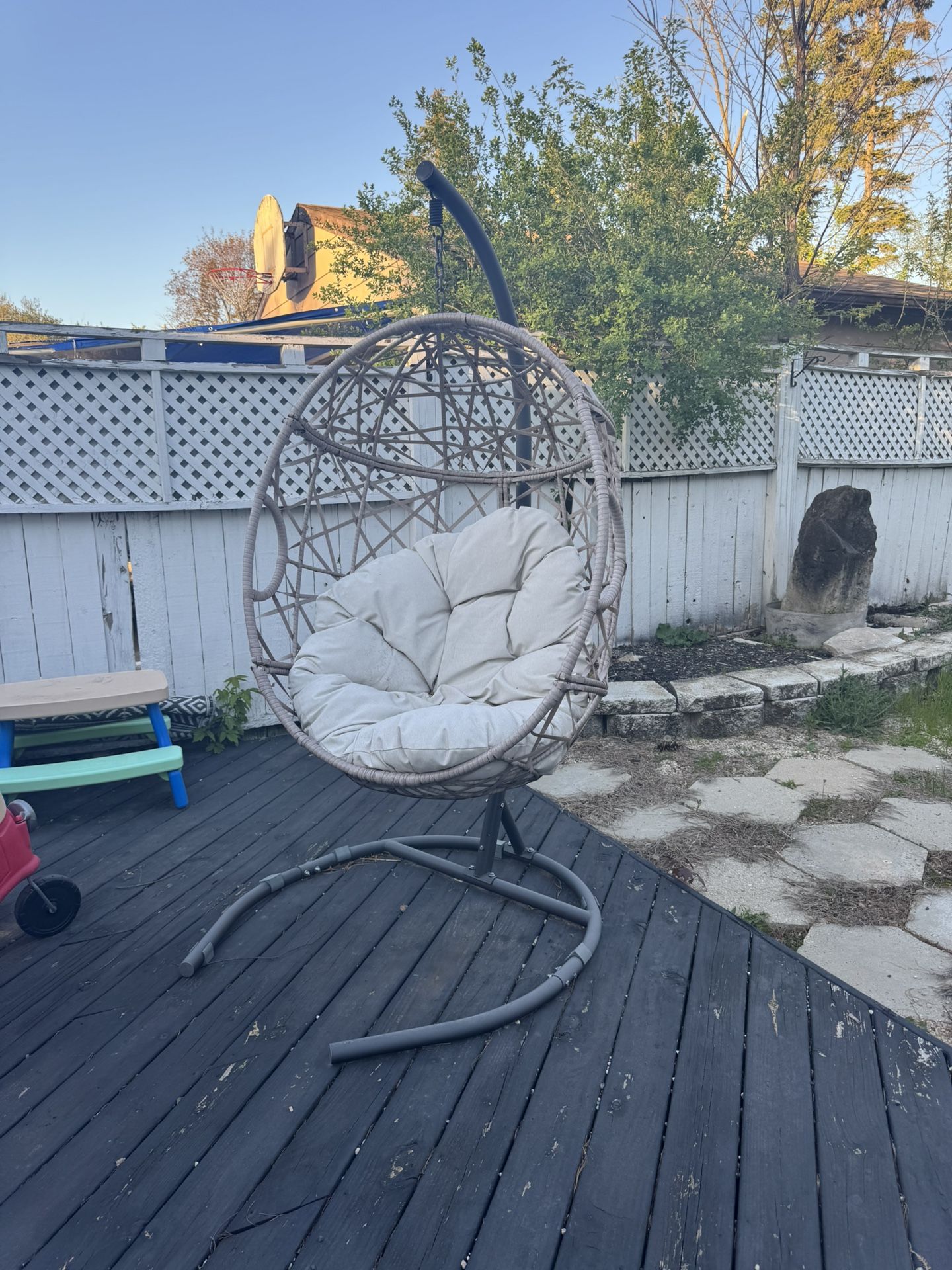 Hanging Swing Egg Chair with Stand & Cushion