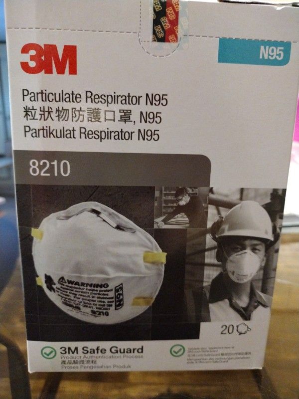 1- Box Of 20 3M 8210 N95 Disposable Protective Particulate Respirator Dust Mask. Condition is New.