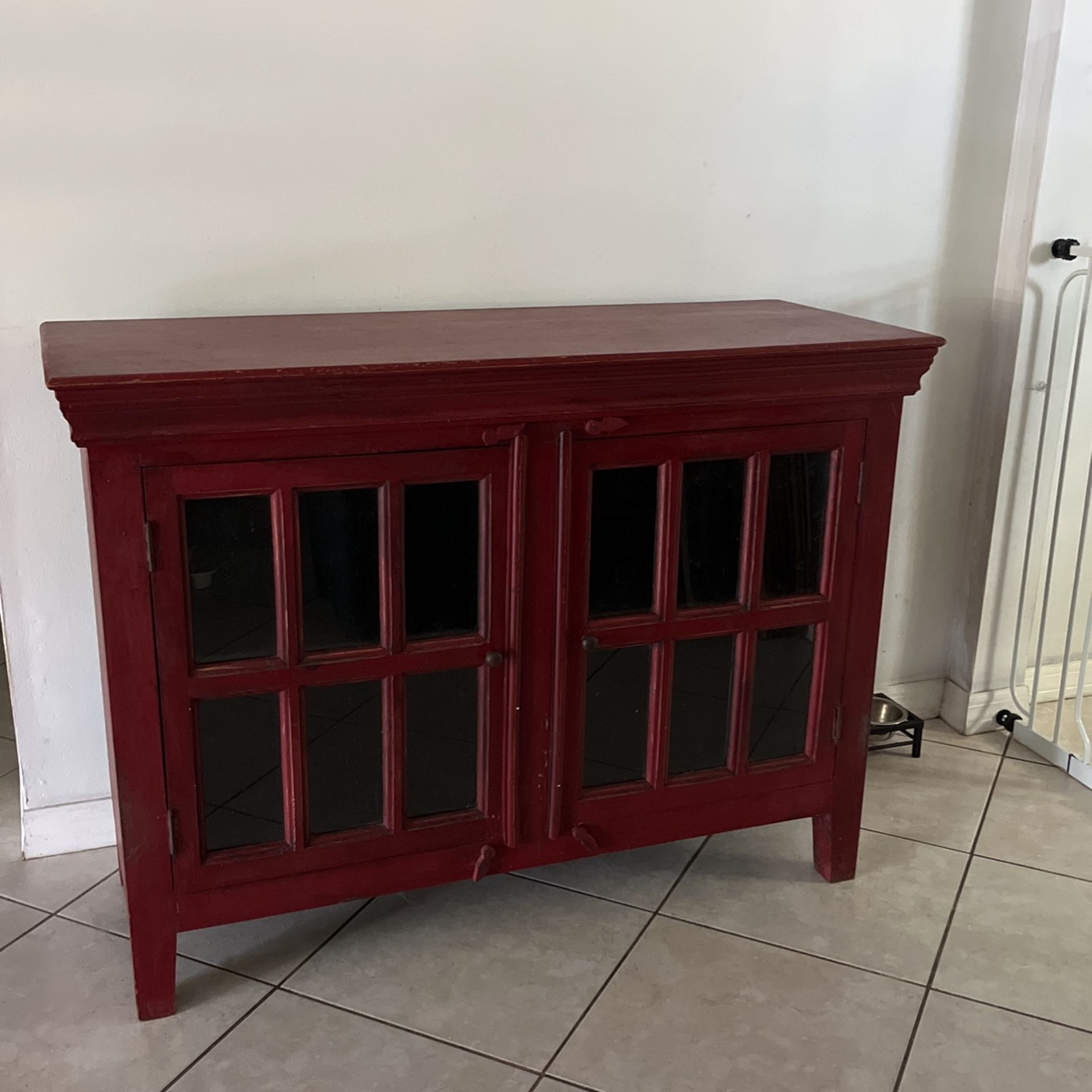 Storage Cabinet with Shelves & Glass Doors 