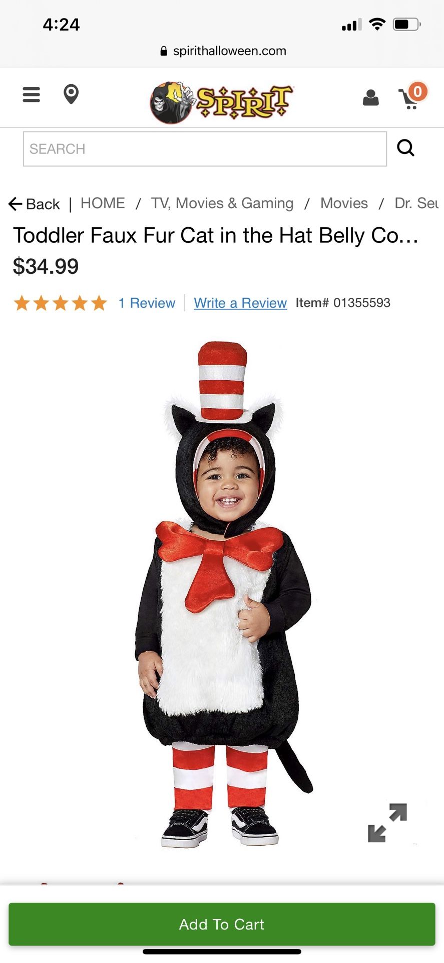 Cat in the Hat toddler 2t-4t Halloween costume