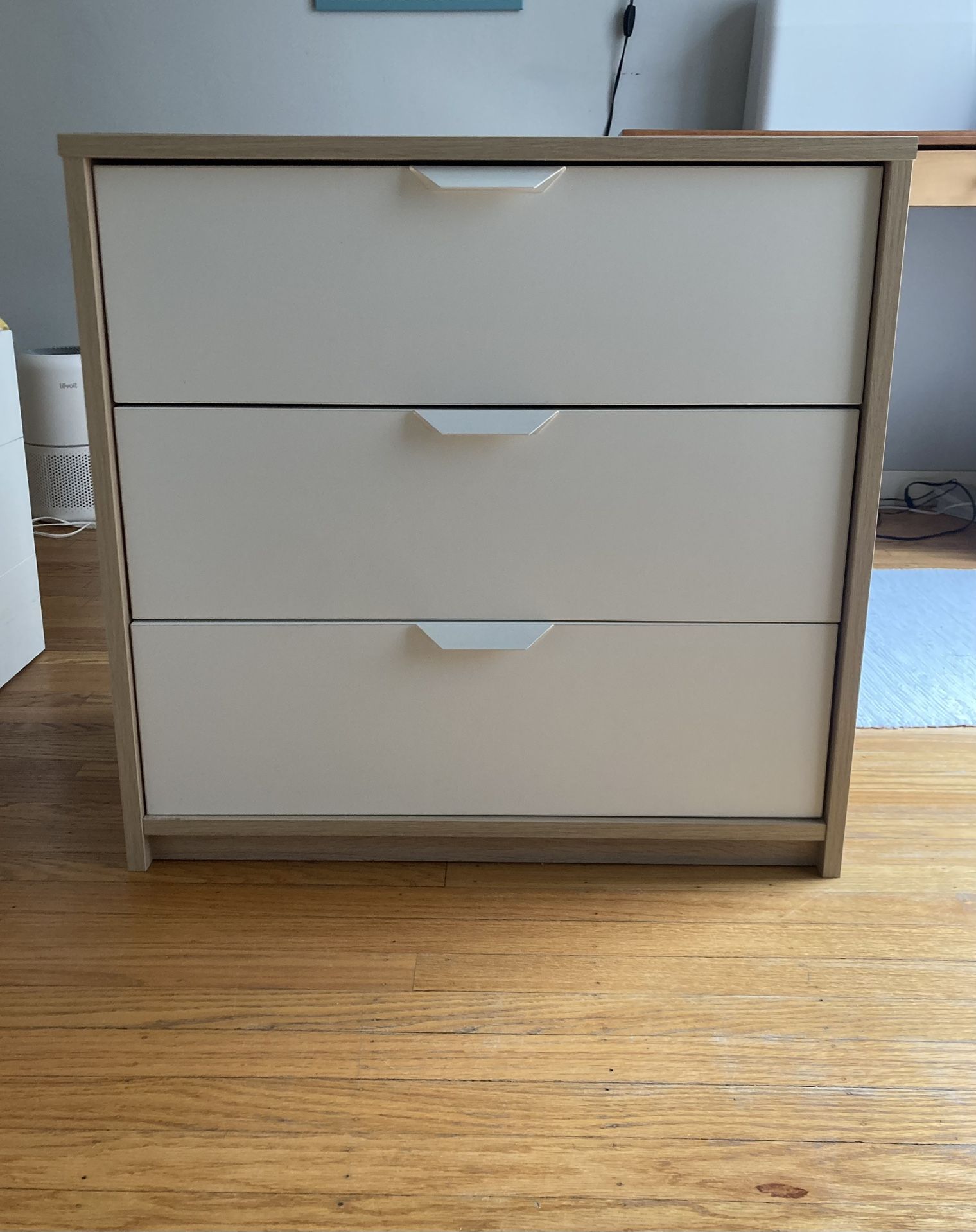 IKEA ASKVOLL 3-Drawer Dresser – White & Light Oak