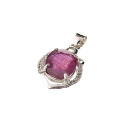 Ruby And White Sapphire Sterling Silver Pendant