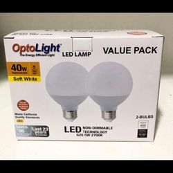 LED Bulbs, 5W Equivalent 40W, 2700K Soft White, 450 LM, 27,000k