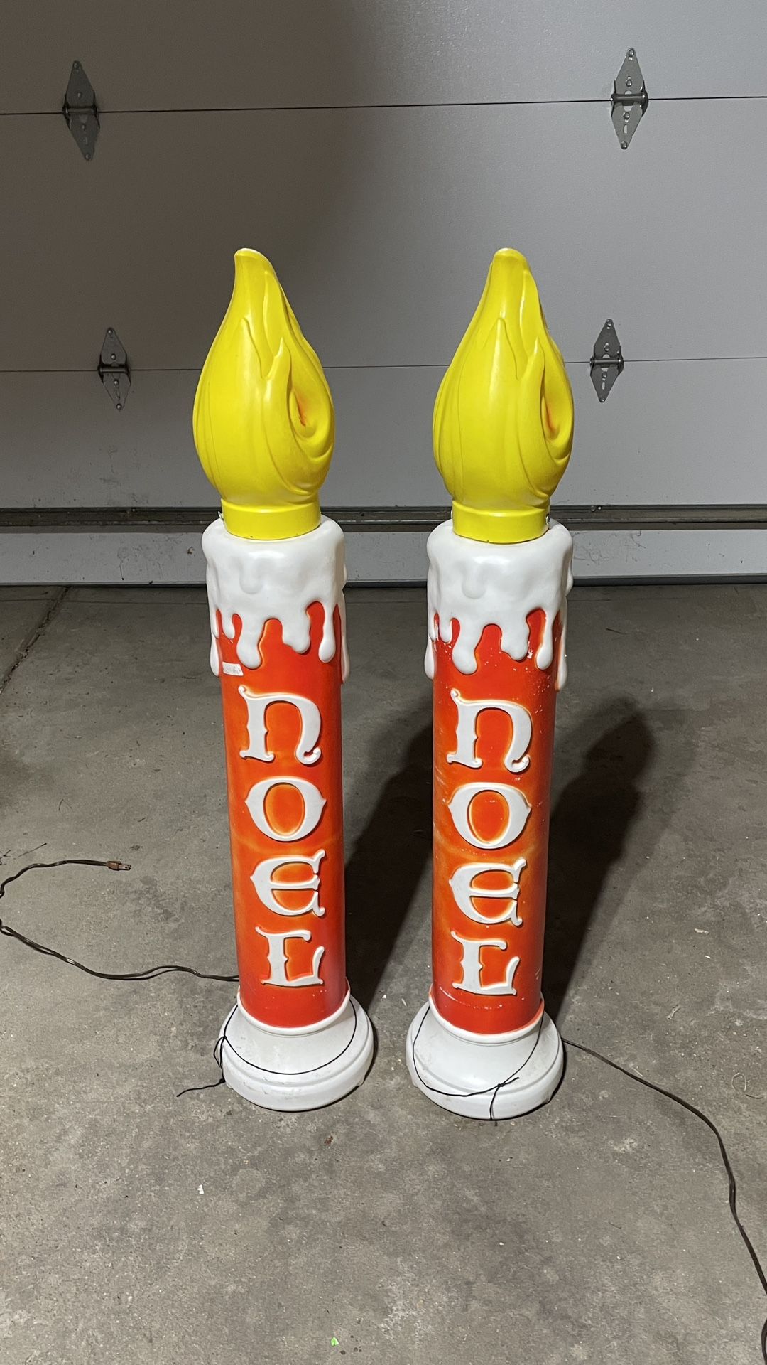 Empire Noel Christmas Blow Mold Candle Candlesticks 