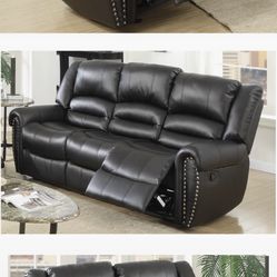 New Black Recliner Couch , Loveseat and Chair Only $50 Down Payment 