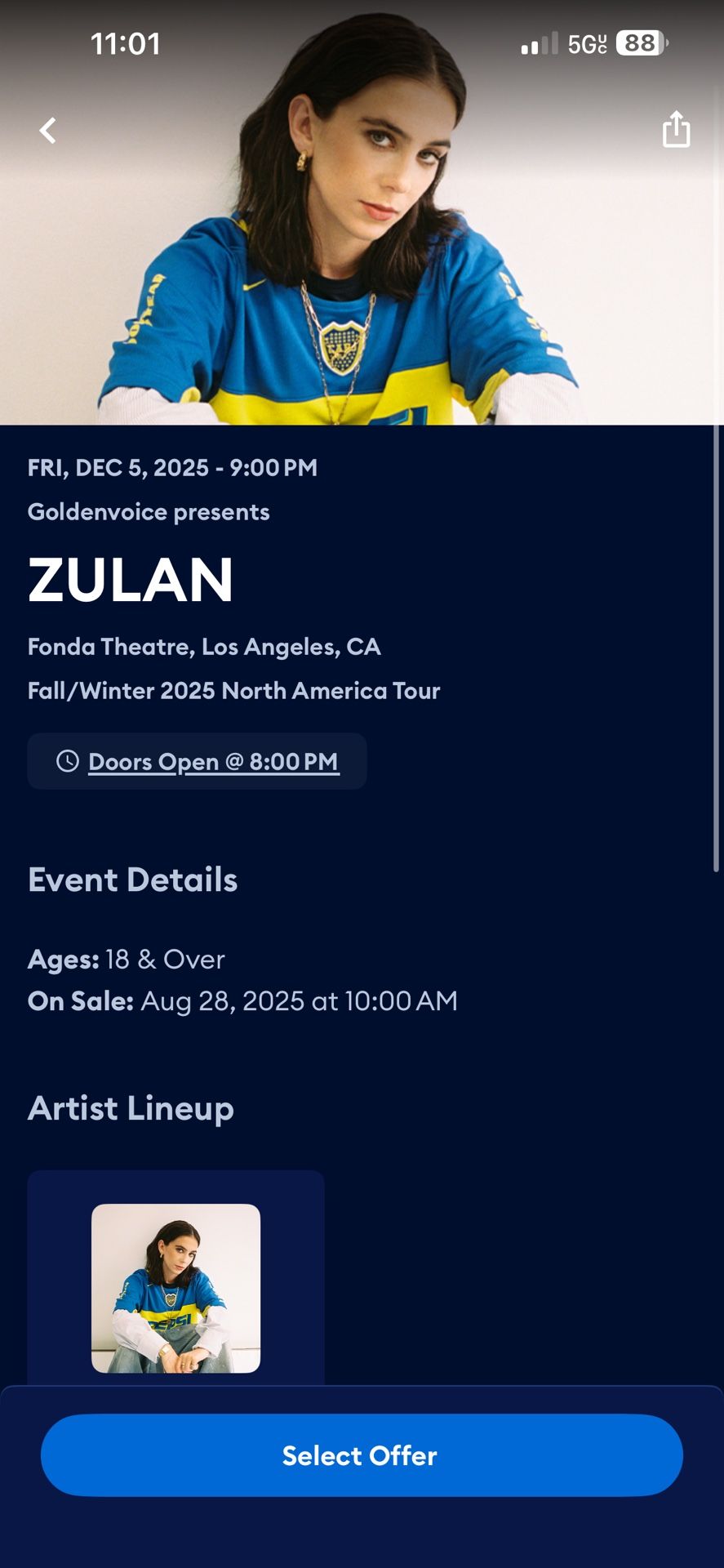 Zulan 12/5 2 Tickets $60 Each