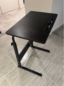 Adjustable Rolling Laptop Desk / Over-Bed Mobile Side Table – Black