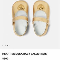 New Versace Gold leather baby girl shoes