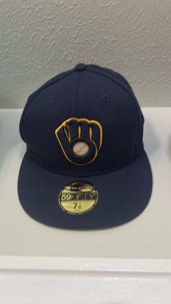 Official On-Field New Era Milwaukee Brewers MLB Baseball Hat Cap Size 7 1/8 NWT