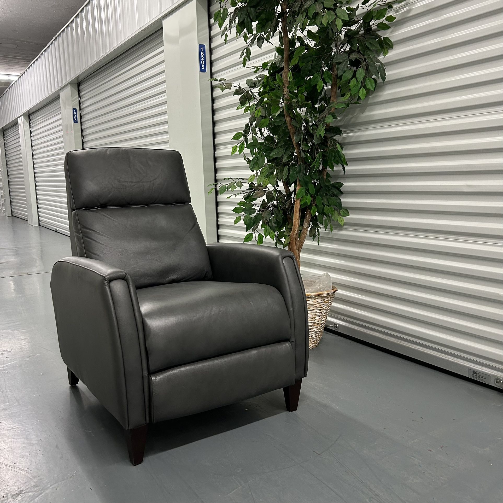 FREE DELIVERY NEW Decklyn Leather Pushback Recliner Gray for Sale