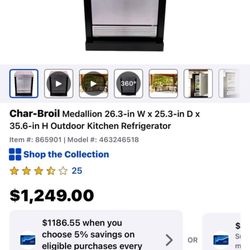 NEW IN BOX CHAR BROIL MEDALLION OUTDOOR KITCHEN REFRIGERATOR 