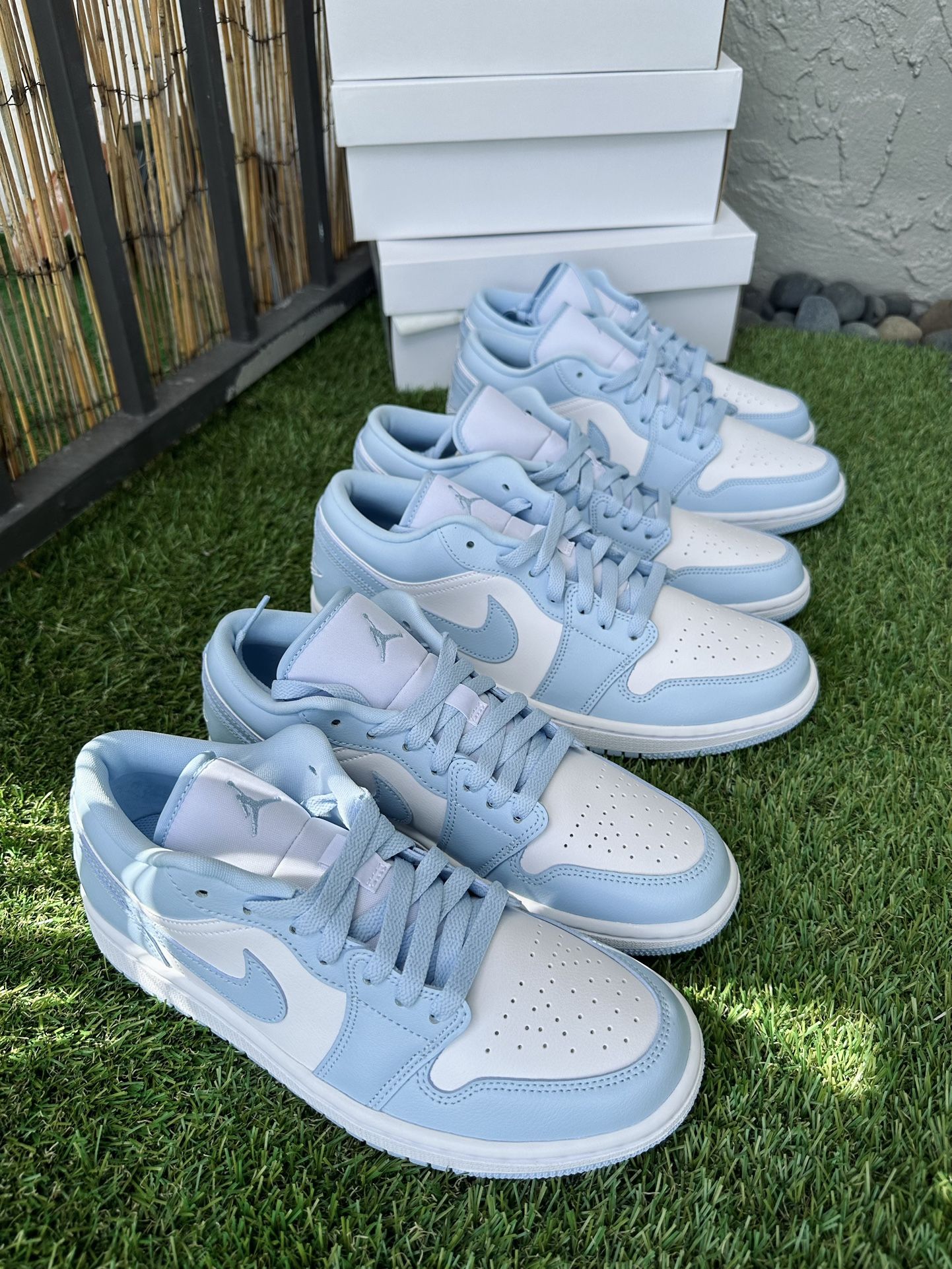 Jordan 1 Low Aluminum Ice Blue Size 9 Men And Size 9.5 Men
