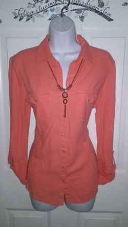 Large Button Up Top Salmon Color